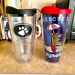 Tervis insulated cups. 24 ounce. One paw print one Puppie Love print.
